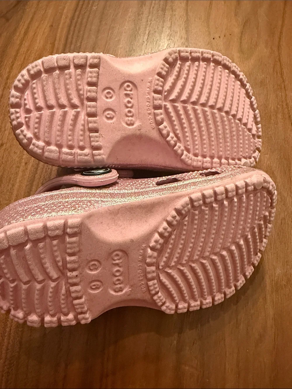Crocs Classic Glitter Clogs Pink Sparkle Girls Size C6 Little Kids/ Toddler